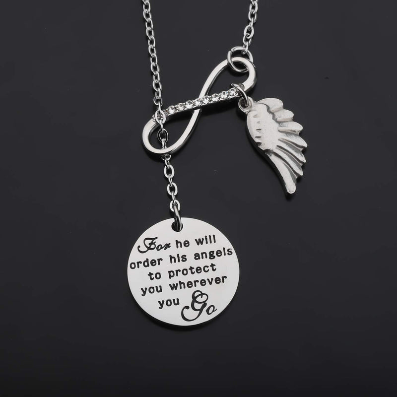 [Australia] - CHOORO Bible Verse Keychain for He Will Order His Angels to Protect You Wherever You Go Religious Jewelry Christian Gift (for he Will Order yn) 