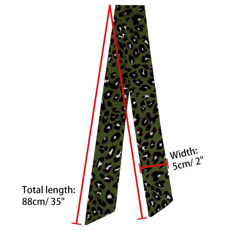 [Australia] - sourcing map Skinny Scarf Womens Thin Long Neckscarf Fashion Leopard Print Hairband Waistband Bag Handle Accessory 1 Dark Green 