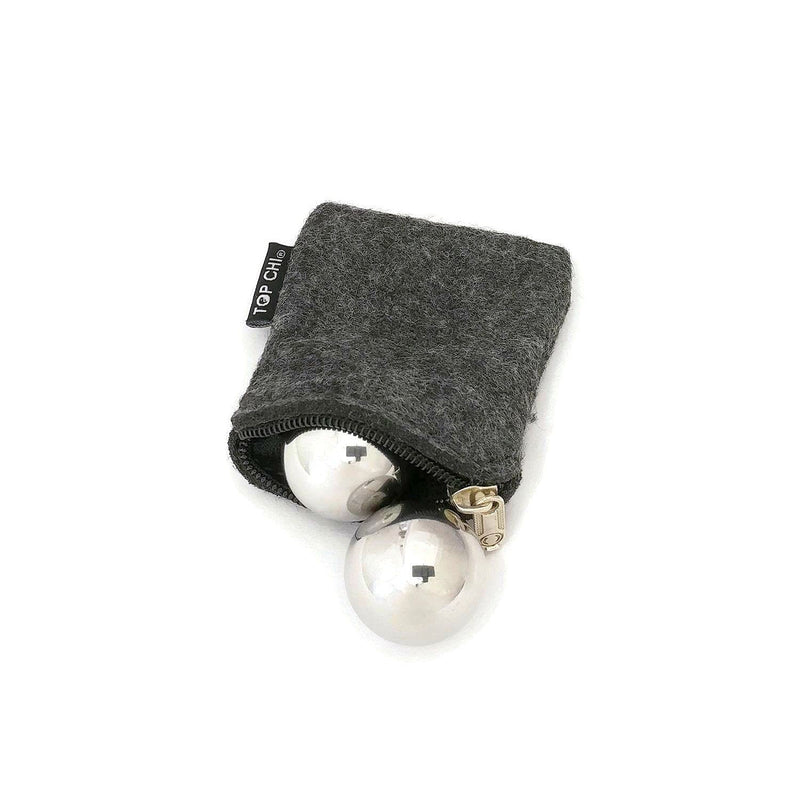[Australia] - Top Chi 1 Inch Stainless Steel Pocket Sized Baoding Balls with Carry Pouch. Solid Non-Chiming Balls for Hand Therapy, Anxiety, and Stress Relief 