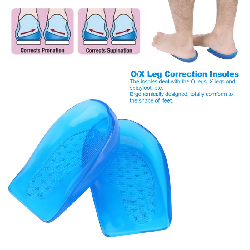 [Australia] - 1 Pair O/X Leg Correction Insoles Foot Alignment Silicone Gel Foot Orthotic Arch Support Shoes Insert Pads Heel Cup for Foot Correction L41-46 