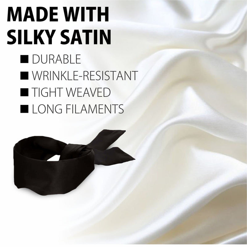 [Australia] - 2 pcs Silk Satin Blindfold Eye Cover Silk Sleeping mask Valentine Gift 155cm / 62” (Black+Pink) Black+pink 
