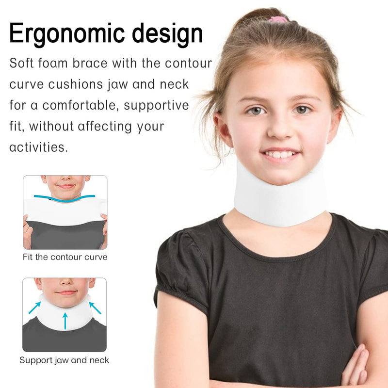 [Australia] - HKJD Kids Neck Brace for Neck Pain and Support - Soft Foam Pediatric Cervical Collar for Sleeping - Adjustable Youth Neck Support for Children Whiplash, Torticollis and Injury Support(S) Small 