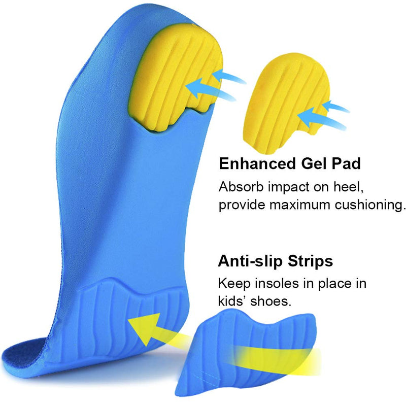 [Australia] - Ailaka Kids Orthotic Cushioning Arch Support Shoe Insoles, Children Pu Foam Inserts for Flat feet, Plantar Fasciitis, Feet Heel Pain Relief, Blue, Kids UK 5.5-7 / EU 22-24 / CN 19-22 5.5/7 UK Child 
