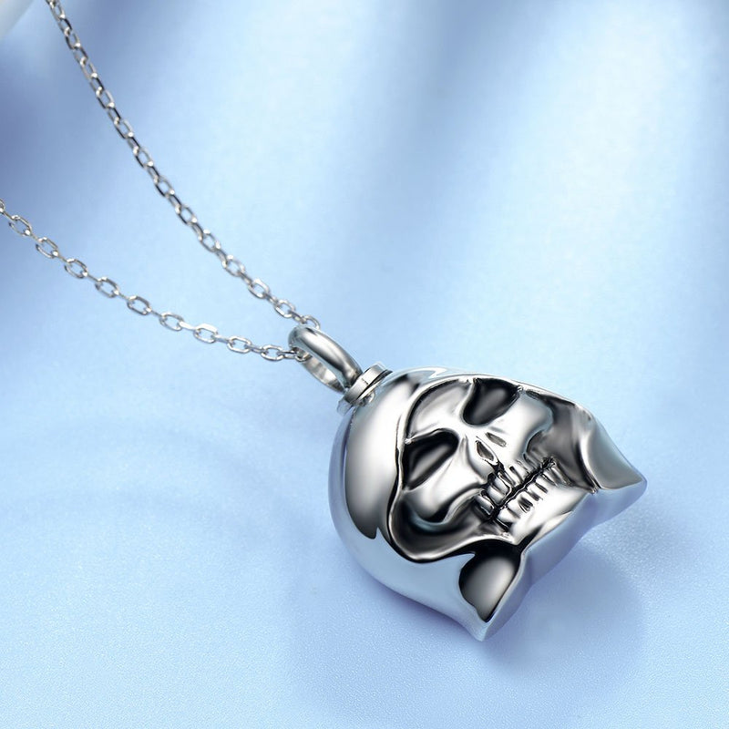 [Australia] - UNY Trendy 316L Stainless Steel Evil Skull Pet Urn Ashes Pendant Memorial Ash Keepsake Cremation Jewelry 