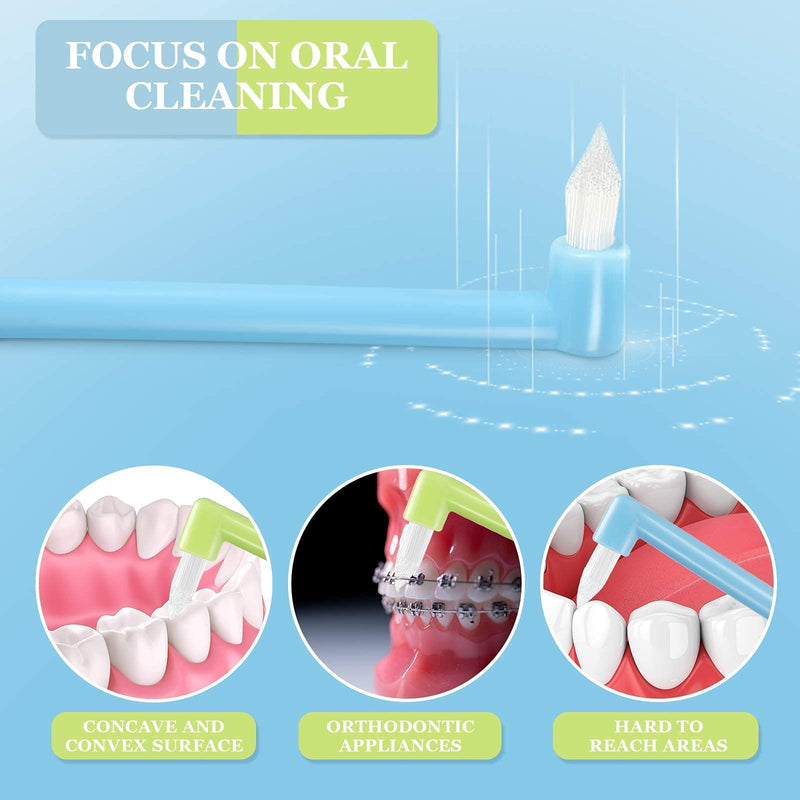 [Australia] - 2 Pieces Tuft Toothbrush Tufted Brush, Slim Interspace Teeth Brushes Trim Tooth Toothbrush for Detail Cleaning (Green, Blue) Green, Blue 