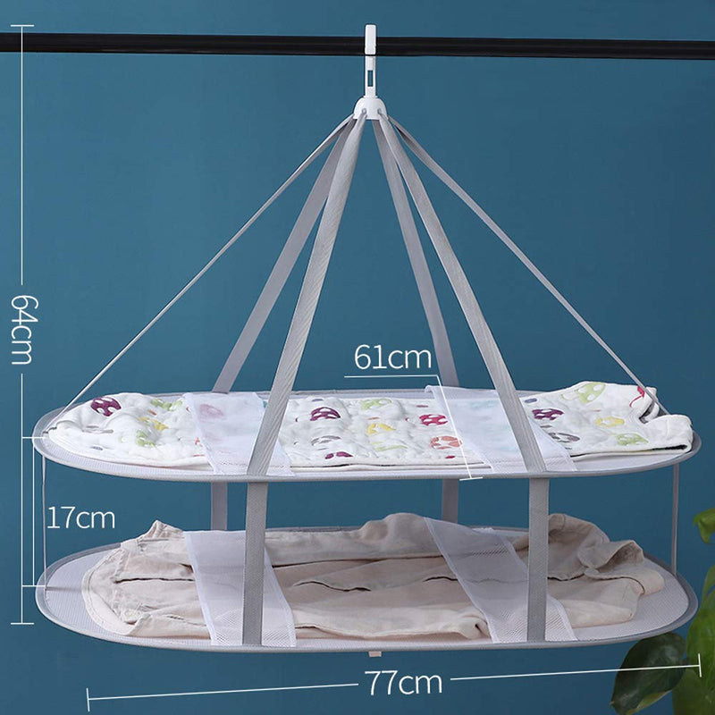 [Australia] - AYE Large Size Sweater Hanging Dryer, 2 Tier Folding Drying Rack, Lay Flat to Dry Mesh Clothes Hanger for Sweater, Delicates and Swimsuit 