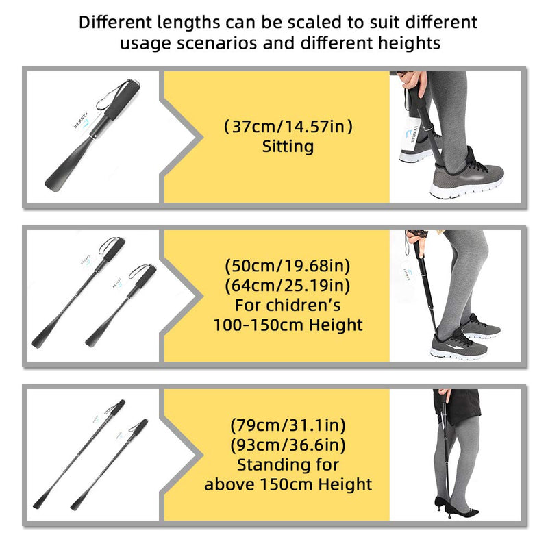 [Australia] - Metal Shoe Horn Long Handle For Seniors,14"-37" Adjustable Shoehorns Black 