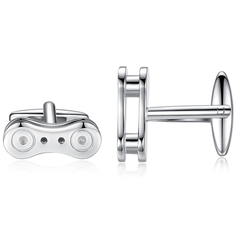 [Australia] - HONEY BEAR Cufflinks for Men Silver Bicycle Bike Chain for Wedding Business Gift 