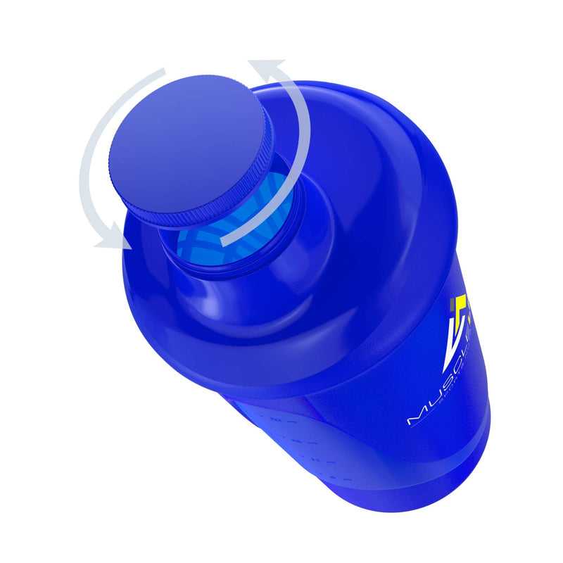 [Australia] - Protein Shaker Screw top 100% Leak Proof Drinks Bottle 600ml to 800ml by Musc (Stunning Blue) Stunning Blue Transparent 