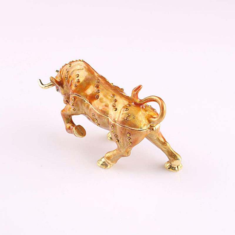 [Australia] - Hophen Golden Bull Cattle Ox Trinket Box Animal Figurine Collectible Jewelry Box Ring Holder Decorative Crafts (Ready Ox) Ready Ox 