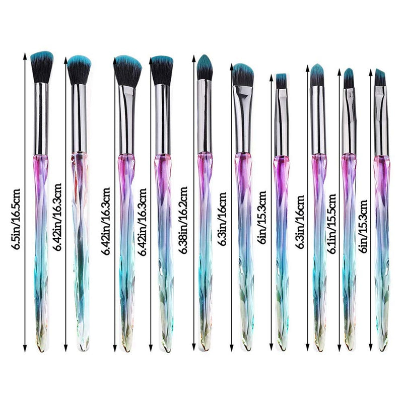 [Australia] - Tidengred makeup brush set 10 crystal cosmetic brushes, the latest diamond handle eye shadow Eyeliner blending crease color makeup brush, professional cosmetics eyebrow lip makeup tool, suitable for girls ideal female beauty tools. 