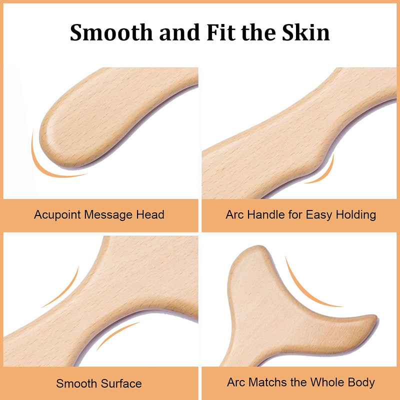 [Australia] - Bounabay� Wooden Gua sha Lymphatic Drainage Massager,Larger Body,Back and Neck Gua Sha Therapy Massage Tool Kit for Body Shaping, Health, Household Care (Shape 2) Classic 