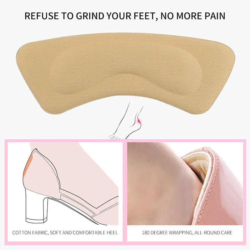 [Australia] - 3 Pairs Soft Heel Grips, Heel Cushion Pads Heel Care Protectors Heel Liner Foot Shoe Insoles Stickers (Transparent, Black, Beige) 