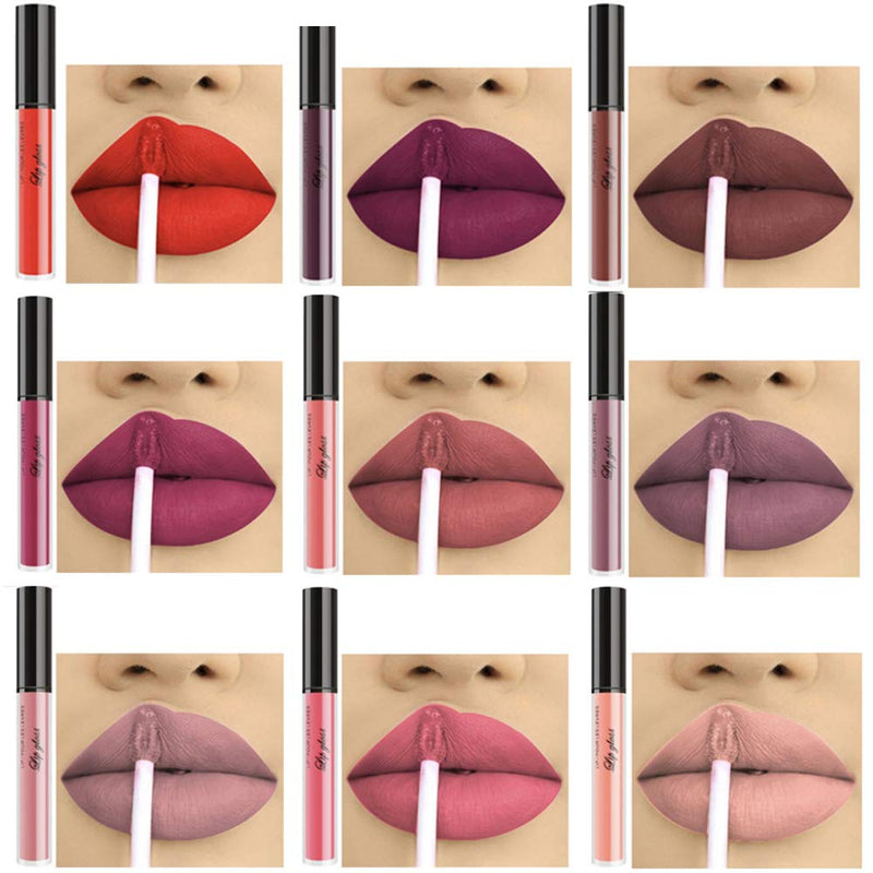 [Australia] - 10pcs/Set Makeup Matte Lipstick Lip Kit, Velvety Liquid Lipstick Waterproof Long Lasting Durable Nude Lip Gloss Beauty Cosmetics Set 