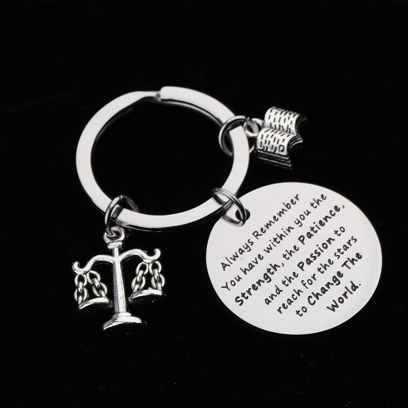 [Australia] - CHOORO Law School Graduation Gift Always Remember You Have Within You The Strength Keychain Law Student Gift Future Lawyer Gift change the world-law key 