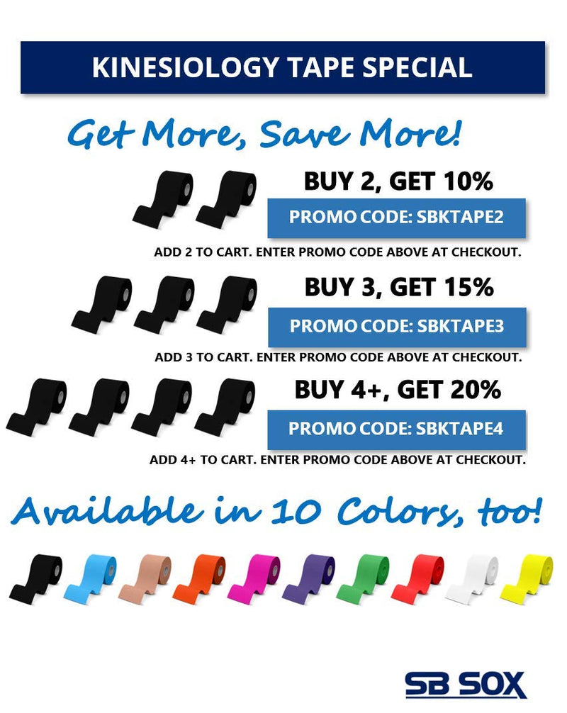 [Australia] - SB SOX Original Cotton Kinesiology Tape (16ft Uncut Roll) – Best Latex Free, Water Resistant Tape for Muscles/Joints – Perfect for Any Activity – Easy to Apply/Use, Works Great for Several Days! Black 