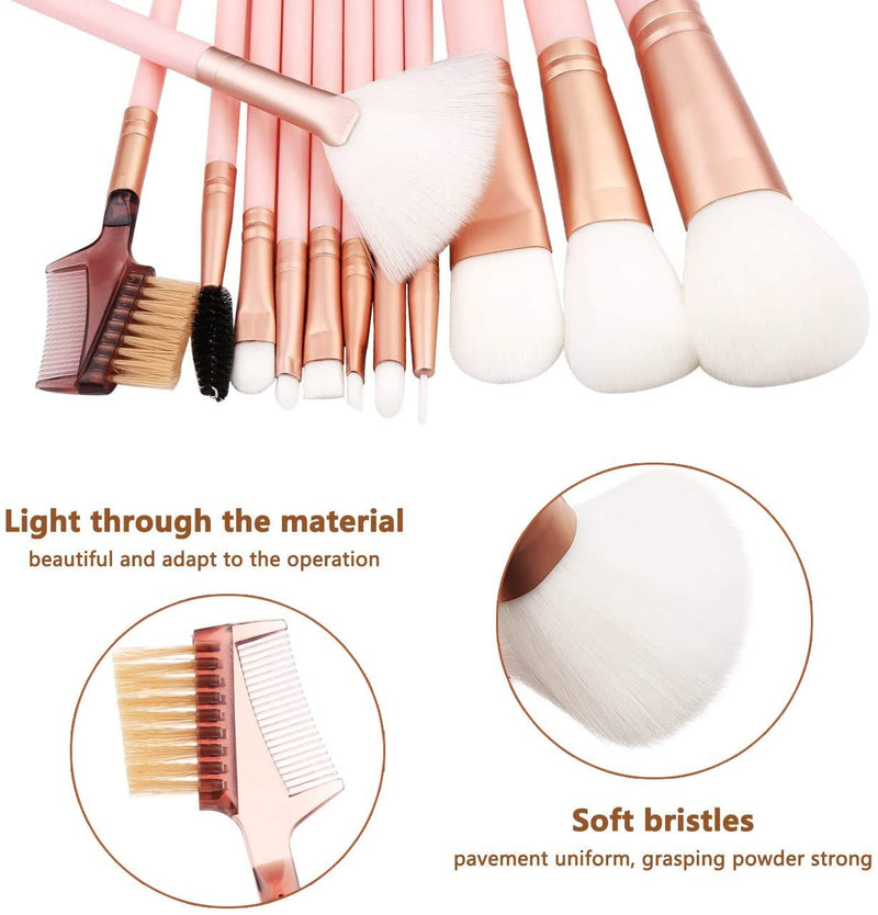 [Australia] - Makeup Brush Sets - 12 Pcs Makeup Brushes for Foundation Eyeshadow Eyebrow Eyeliner Blush Powder Concealer Contour Pink 