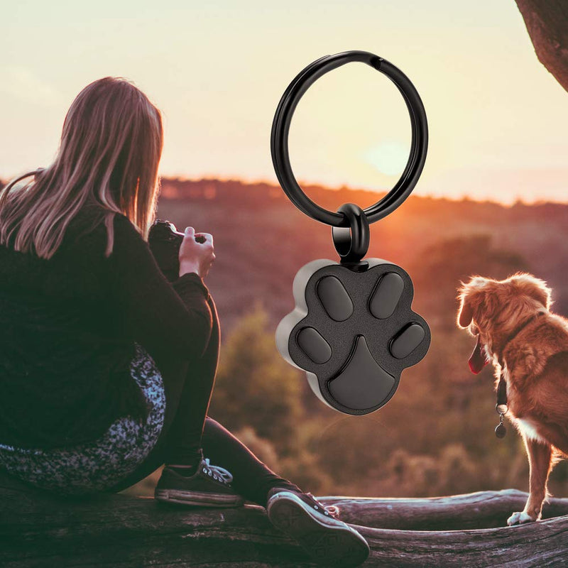 [Australia] - Cremation Ash Urn Keychain for Pet Ashes Cremation Jewelry for Human Ashes Dog Cat Cremation Keepsake Memorial Urn Keychain Ash Holder for Women Men Paw Black 