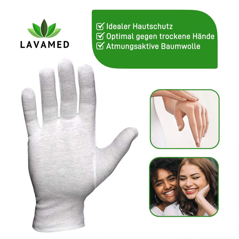 [Australia] - LAVAMED Dermatest: very good cotton gloves, extra soft cotton gloves made of 100% cotton, jersey gloves, white twisted gloves, premium cosmetic gloves in 4 sizes 12 Paar S (7/7.5) 