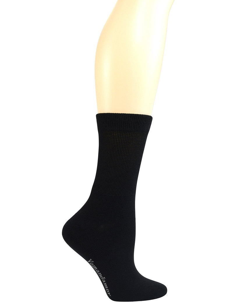 [Australia] - Yomandamor Women's 5 Pairs Seamless Bamboo Dress/Diabetic Crew Socks with Non-Binding Top, L size 9-11 5 Pairs Black 