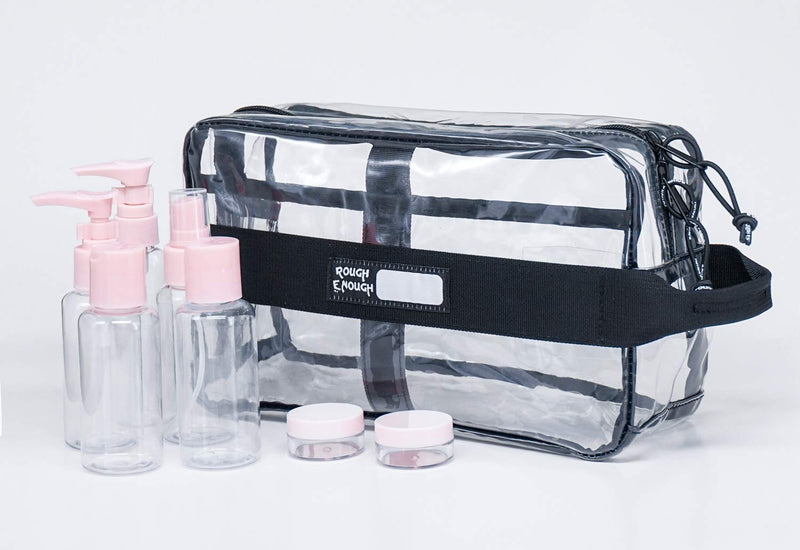 [Australia] - Rough Enough TSA Approved Clear Toiletry Bag for Men Women Cosmetic Makeup Bag Storage Organizer Travel Essentials Accessories Pouch Case for Bottles 