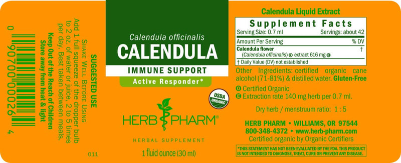 [Australia] - Herb Pharm Certified Organic Calendula Liquid Extract for Minor Pain Support - 1 Ounce 1 Fl Oz (Pack of 1) 