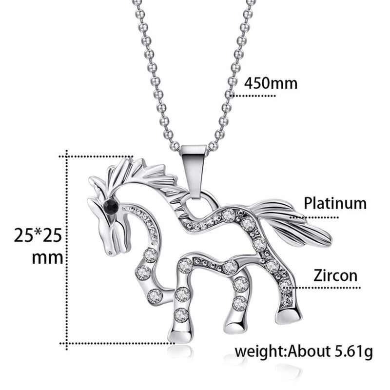 [Australia] - Charms Enamel Rainbow Horse Pendant Necklace with Earrings Jewelry Sets Silver 