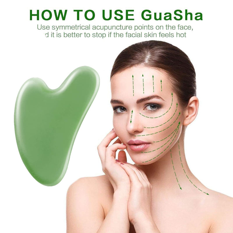 [Australia] - Gua Sha Facial Tools Gua Sha Massage Tool Guasha Tool for Face Jade Gua Sha Stones Used for SPA Face Eyes Neck and Body(Dark Green 2 Pack) Dark Green * 2 Pack 