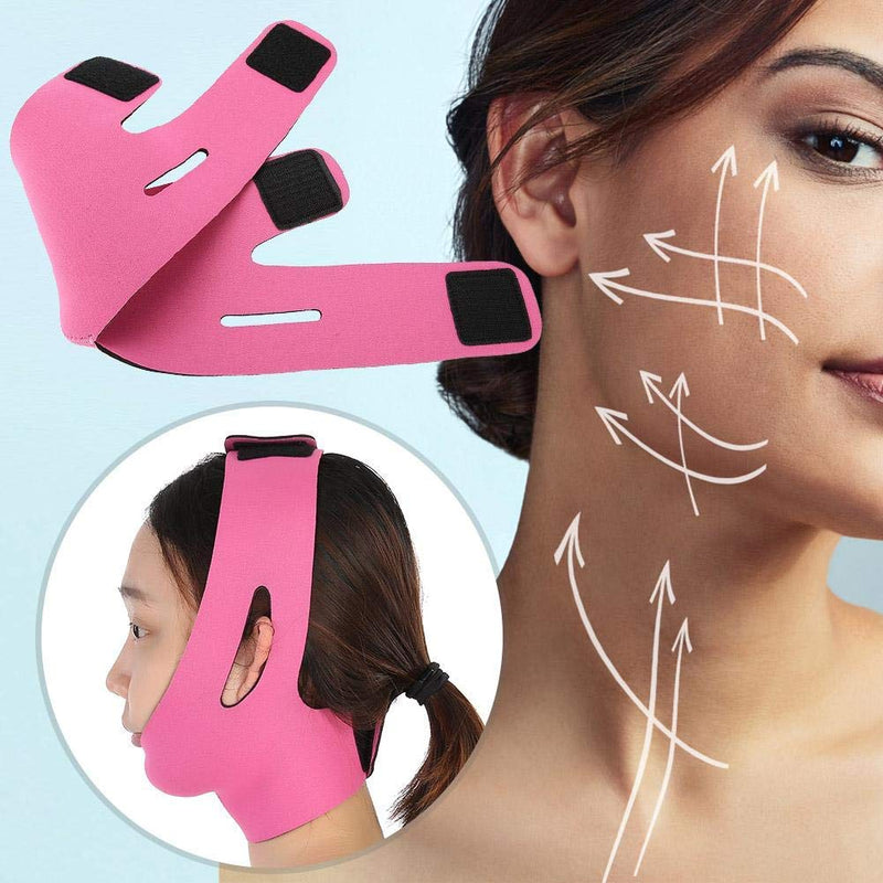 [Australia] - GOTOTOP Face Facial Slimming Belt Bandage Strap, V-Shaped Lifting Facial Thinning Belt, Double Chin Reducer Chin Up Belt Facial Firming Skin, Preventing Facial Sagging And Aging Rose red 