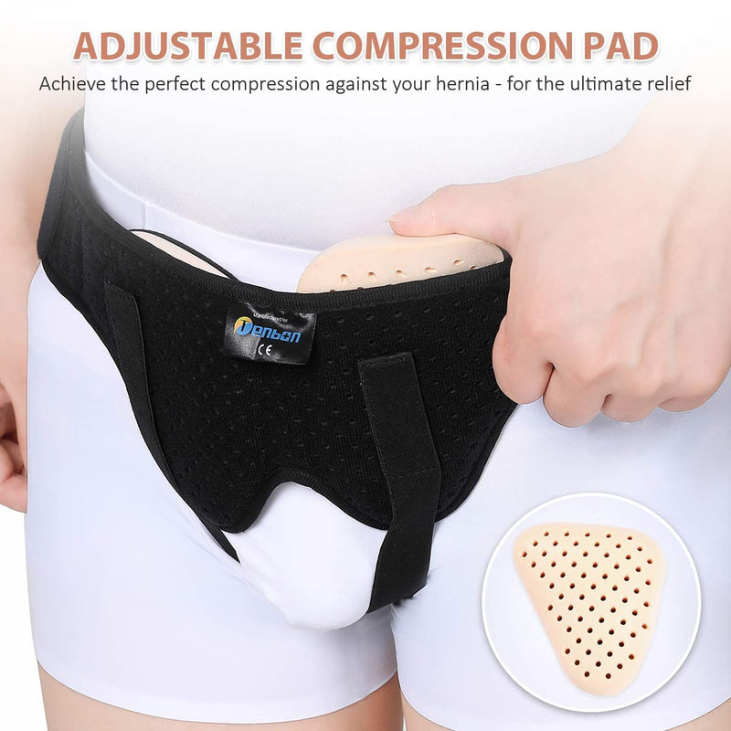 [Australia] - Tenbon Hernia Belt for Men and Women Flexible Adjustable Hernia Belt Hernia Support Pain Relief with 2 Removable Compression Pads (L) 