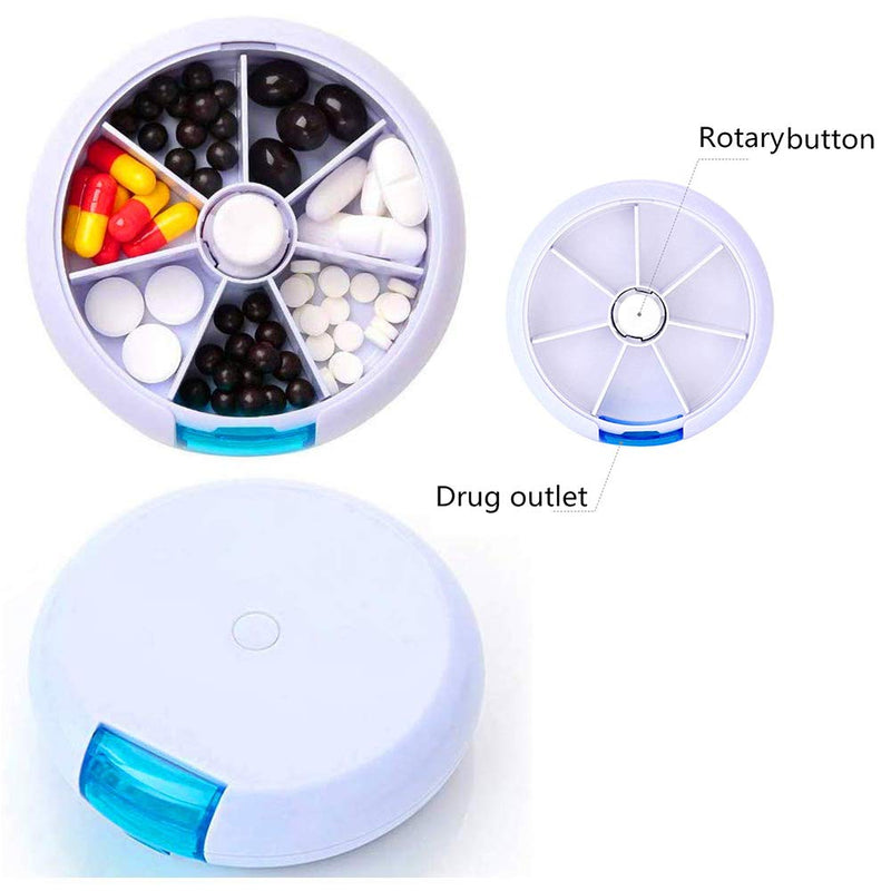 [Australia] - 2pcs Pill Box, BetterJonny Portable Automatic Rotary Round 7 Days Pill Cases Tray Medicine Box Holder Green and Blue 