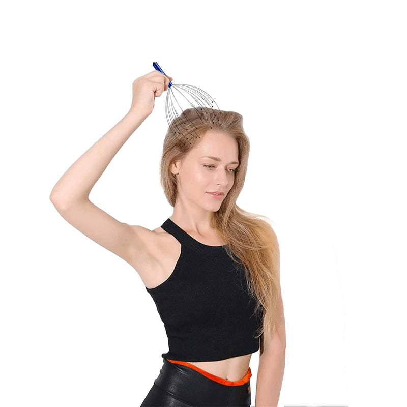 [Australia] - HEETA Head Massager Scalp [2 Pack] with 20 Fingers Head Scratcher for Deep Relaxation Hair Stimulation and Body Stress Relief, Handheld Scalp Massager Relax Scratcher (Silver & Blue) Silver & Blue 