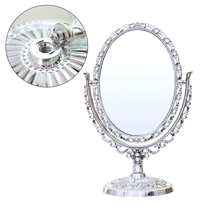 [Australia] - Lurrose Table Top Vintage Mirror Double Side Rotating European Style Makeup Mirror Vanity Stand Mirror Cosmetic Mirror Gift for Women Girls 