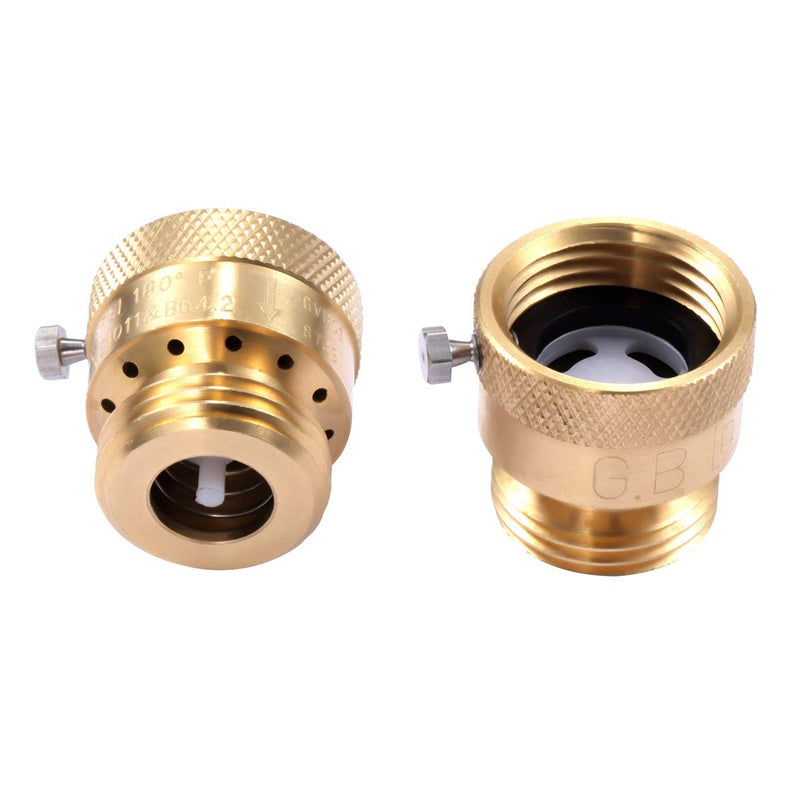 [Australia] - Litorange 2 Pack Brass 3/4" Inch GHT Hose Bibb Connector Backflow Preventer Vacuum Breaker 