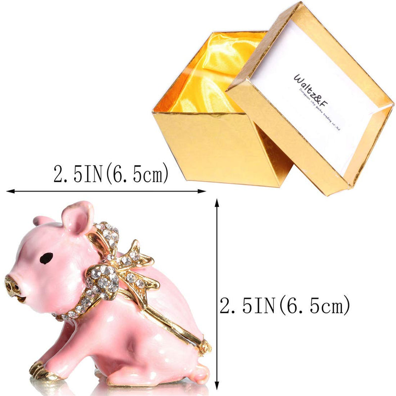 [Australia] - Waltz&F Handcrafted Pewter Trinket Box Jeweled New Lovely Pig Jewelry Box pink 