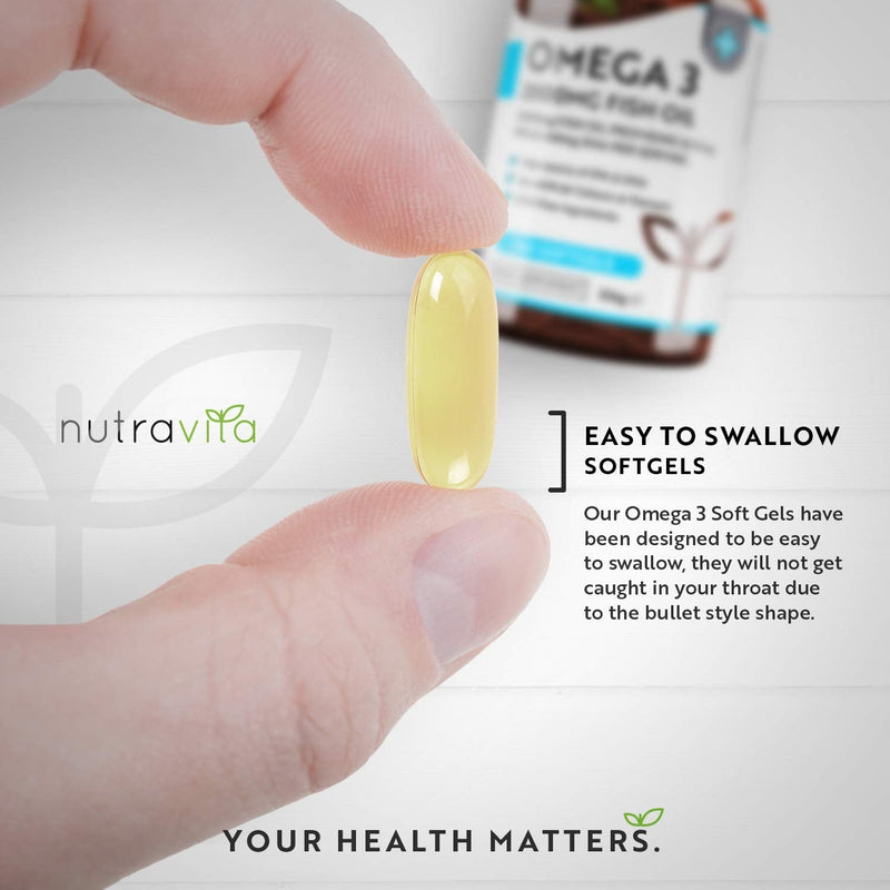 [Australia] - Omega 3 Fish Oil 2000mg – 240 High Strength Capsules (4 Month Supply) – 660mg EPA & 440mg DHA per Daily Serving – Supports Normal Heart Function – Pure Omega 3 Capsules – Made in The UK by Nutravita 