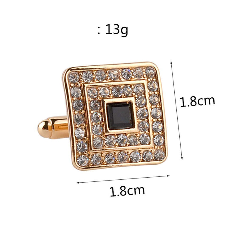 [Australia] - MINGHUA Fashion Square Cubic Zircon Plus Crystal Personality 2 PCS Mens Shirts Cufflinks Gold 