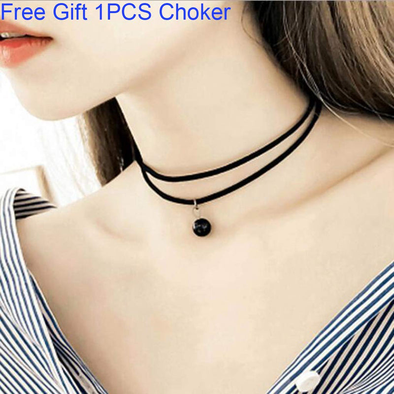 [Australia] - Women Girls Lock Chain Necklace Choker Gothic Punk Rock Leather Pendant Necklace Black 