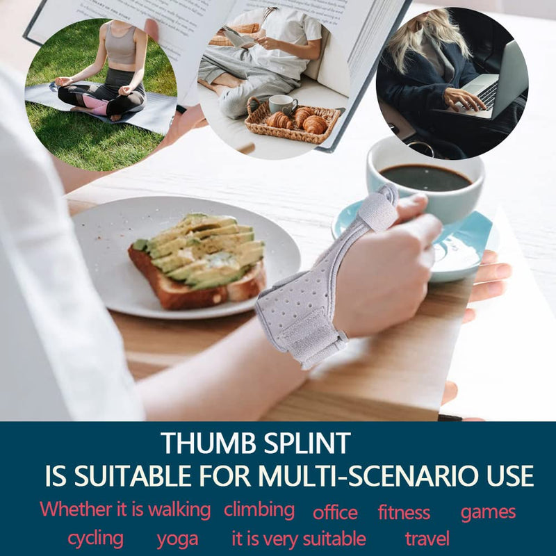 [Australia] - Sopfai Thumb Spica Splint & Carpal Tunnel Wrist Brace for Women and Men,Interchangeable Left and Right Hands, Providing Day/Night Support,Suitable for Arthritis,Tendonitis,Thumb Sprain,Strain(Grey+Medium+Adjustable+Single) 