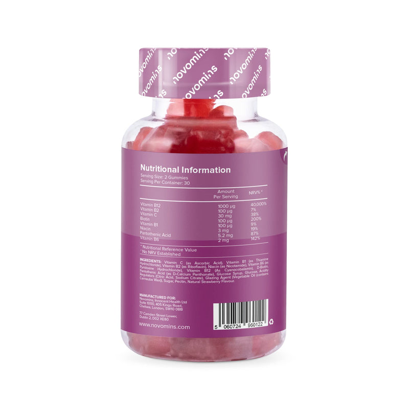 [Australia] - Vitamin B12 Gummies - Vegan - High Strength - 1 Month Supply - Vitamin B12 1000 MCG � Enriched with Vitamin C, B1, B2, B6, Biotin - Vitamin B12 Gummies Made by Novomins 