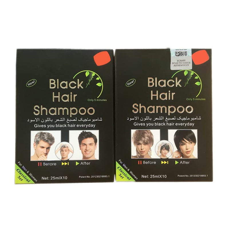 [Australia] - Instant Hair Dye for Men Women- Black Hair Shampoo -Black Color - Simple to Use - Last 30 days - Natural Ingredients 10 Count (Pack of 1) 