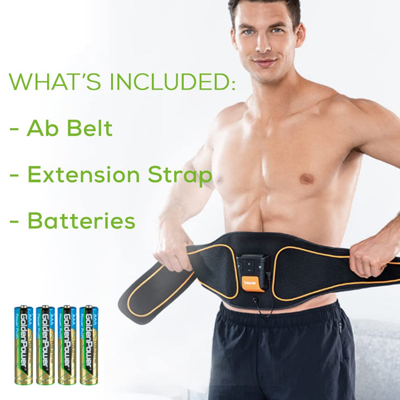 [Australia] - Beurer EM37 Abs Stimulator Toning Ab Belt, EMS Ab Machine with 40 Intensity Levels, Portable Ab Workout Equipment Belt Includes Reusable Water Electrodes and Batteries, Abdominal Exercise Machine 