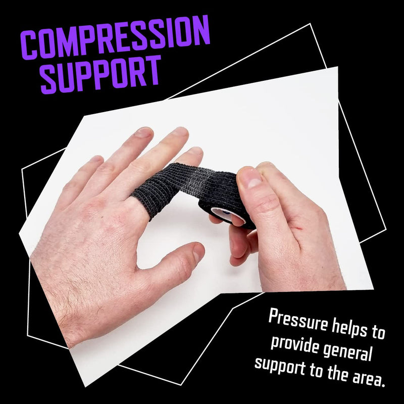[Australia] - Inksafe Black Self Adherent Cohesive Bandages 2.5cm x 4.5m Box of 12 - Uses Include Vet Wrap, Tape for Wrist and Ankle Sprains, Finger and Thumb Tape, 