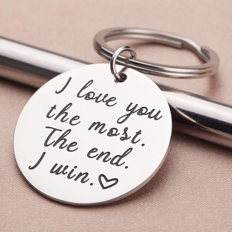 [Australia] - Couple Key Chain Gifts for Him Her-Husband for Girlfriend Boyfriend Wife Keychain Gifts for Anniversary Birthday Wedding Gifts from Wifey Hubby Valentine Day Gifts-I Love You Most The End I Win 