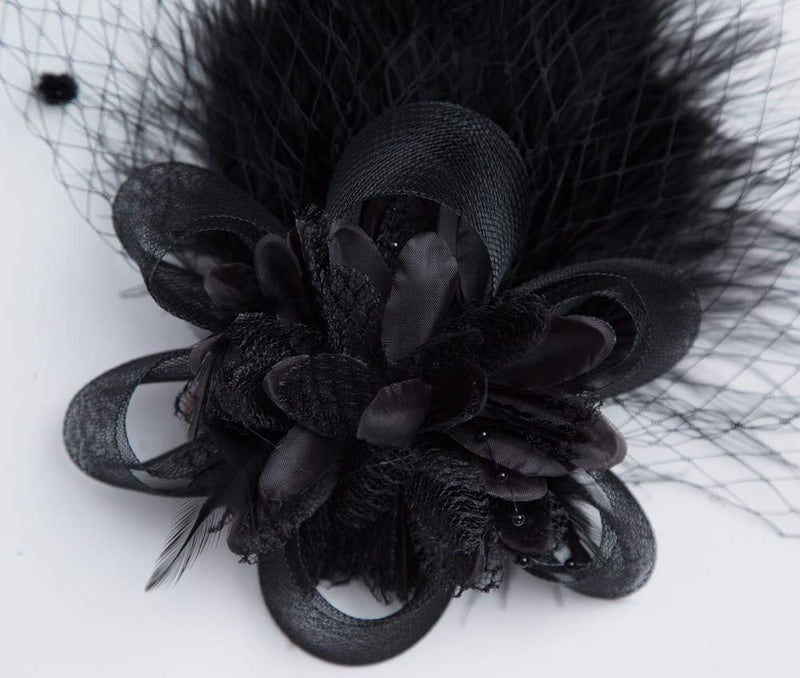 [Australia] - Fascinators Hats for Women with Hair Clip Tea Party Hats Feather Wedding Headware Bridal 1920s Headpiece 1-a-black 