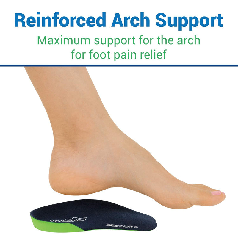 [Australia] - Vivesole Orthotic Heel Insoles - Half Shoe Inserts for Plantar Fasciitis, Foot Arch, Feet Fatigue, Lower Back Pain Relief - Non Odor Foam Cup Support for Men, Woman - for Walking, Running, Exercises Unisex-US Men's (7.5 - 9) Women's (9 - 10.5) 