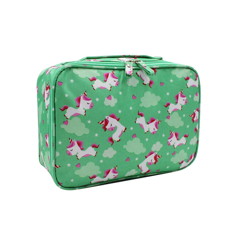 [Australia] - mosstyus Makeup Cosmetic Bag Travel Makeup Cosmetic Case Portable Waterproof Toiletry Bag for Women Girls, Green Unicorn 