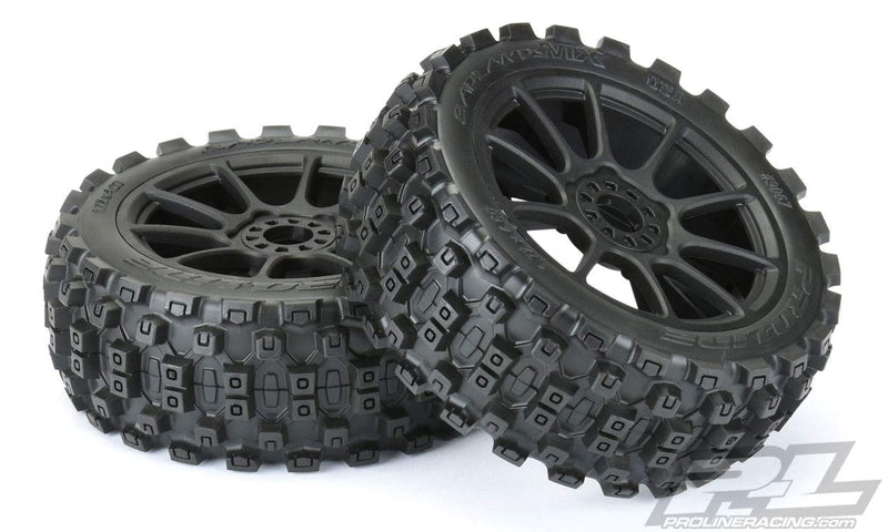 [Australia] - Pro-line Racing 1/8 Badlands MX M2 Fr/Rr Buggy Tires Mounted 17mm Black Mach 10 (2), PRO906721 , White 
