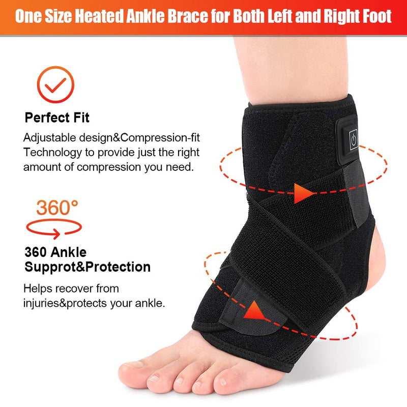 [Australia] - Mavis Laven Heating Ankle Brace, Heat Therapy Foot Drop Orthotic Brace with Adjustable 3 Level Controller for Injury Joint Recovery, Ankle Sprain Swelling, Arthritis, Strain, Fit Left/Right Foot 