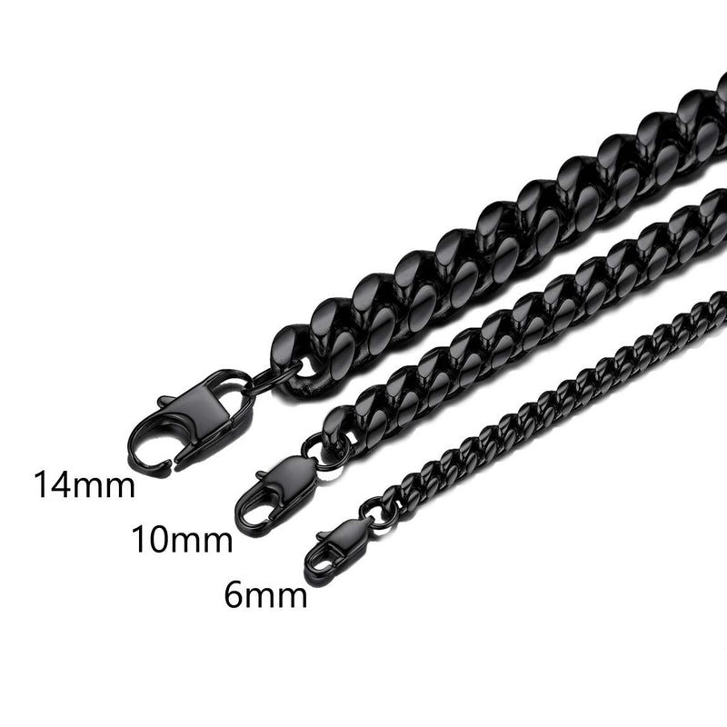 [Australia] - ChainsPro Durable Cuban Link Bracelet for Mens Boys, 6/10/14 mm, 19-21CM Length, 18K Gold Plated/316L Stainless Steel/Black-with Gift Box 7.48 Inches 10mm-black 